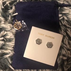 Tory Burch hexagon-shaped stud earrings.